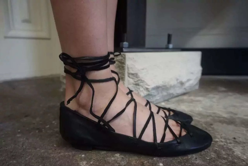 Guidi SS16 Black BLKT Kangaroo Leather Lace-Up Ballet Shoes