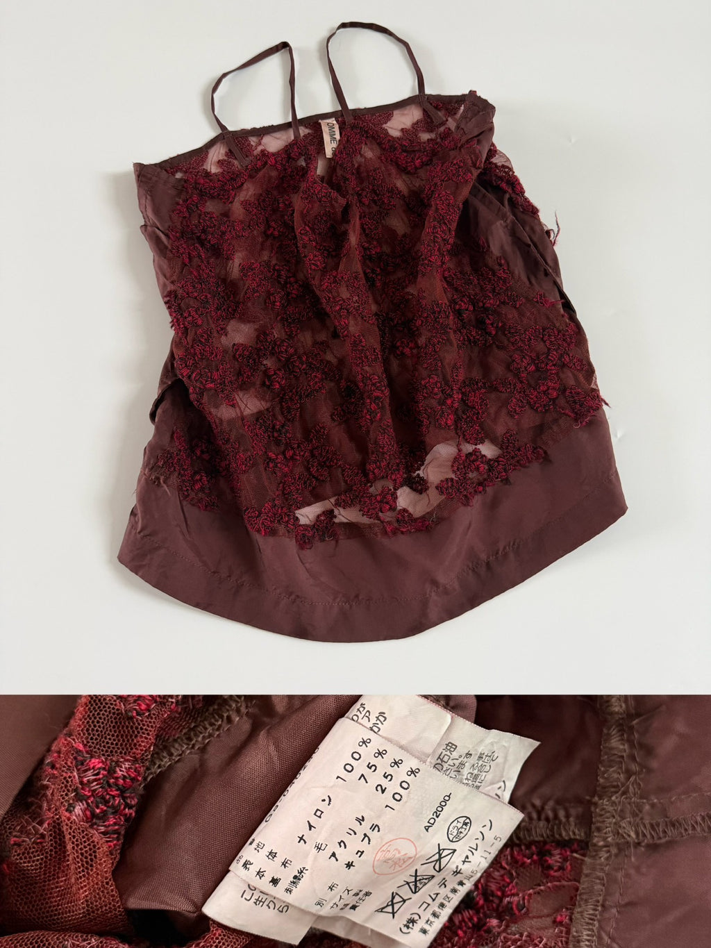 Comme Des Garcons 2000 Cutout Lace Two-Piece Wool Panel Midi Dress