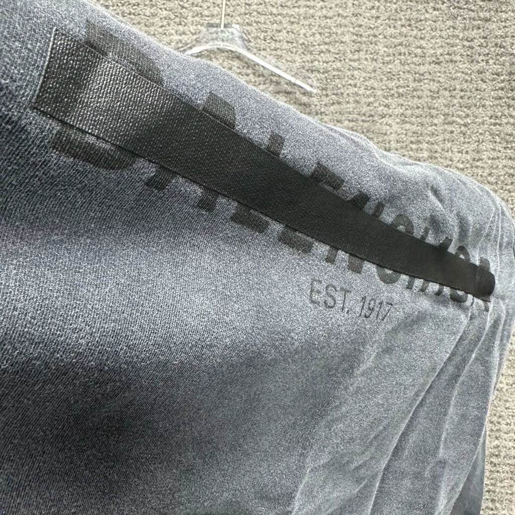 Balenciaga Grey Strikethrough Tape Logo Washed Hooded Sweater