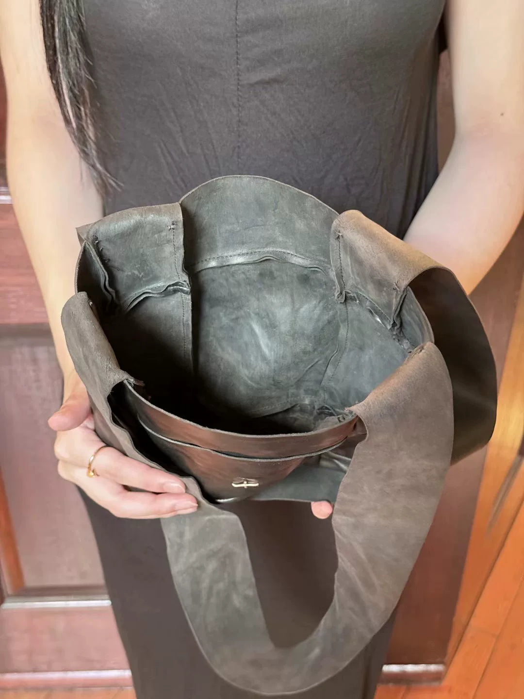 M.A+ FW24 Dark Brown Black Small Tote Bag