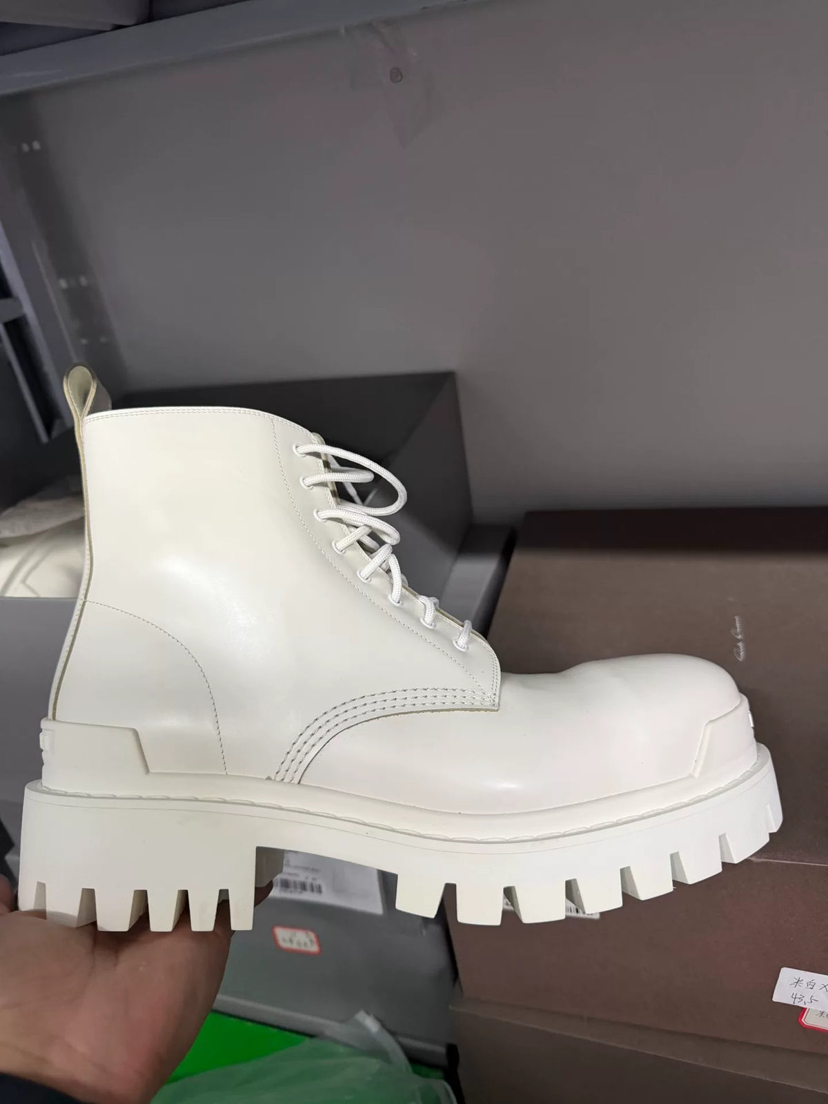 Balenciaga Strike White Platform Combat Boots