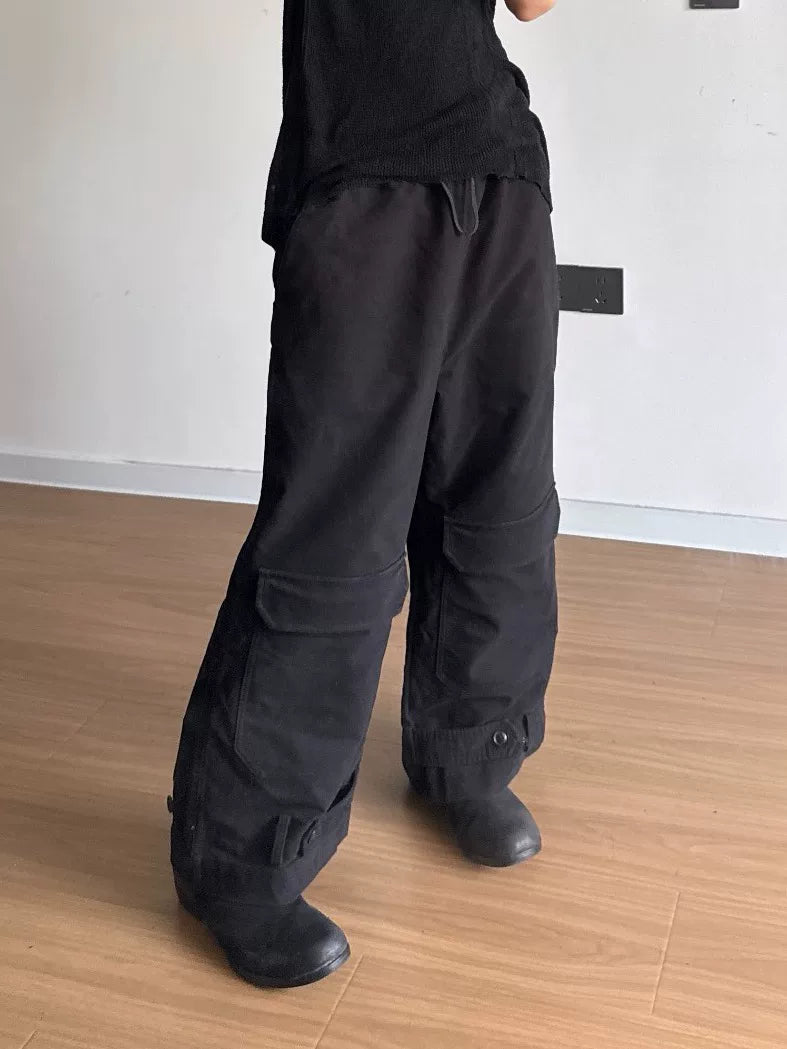 Yohji Yamamoto Ys Cuffed Pocket Wide-Leg Trousers