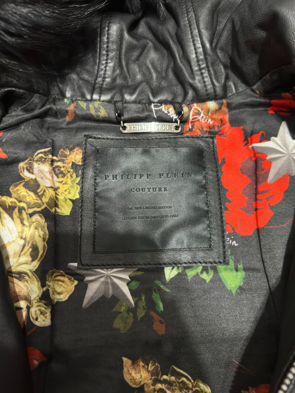 Philipp Plein 2014FW Black Crystal Skull Fur Lamb Leather Vest