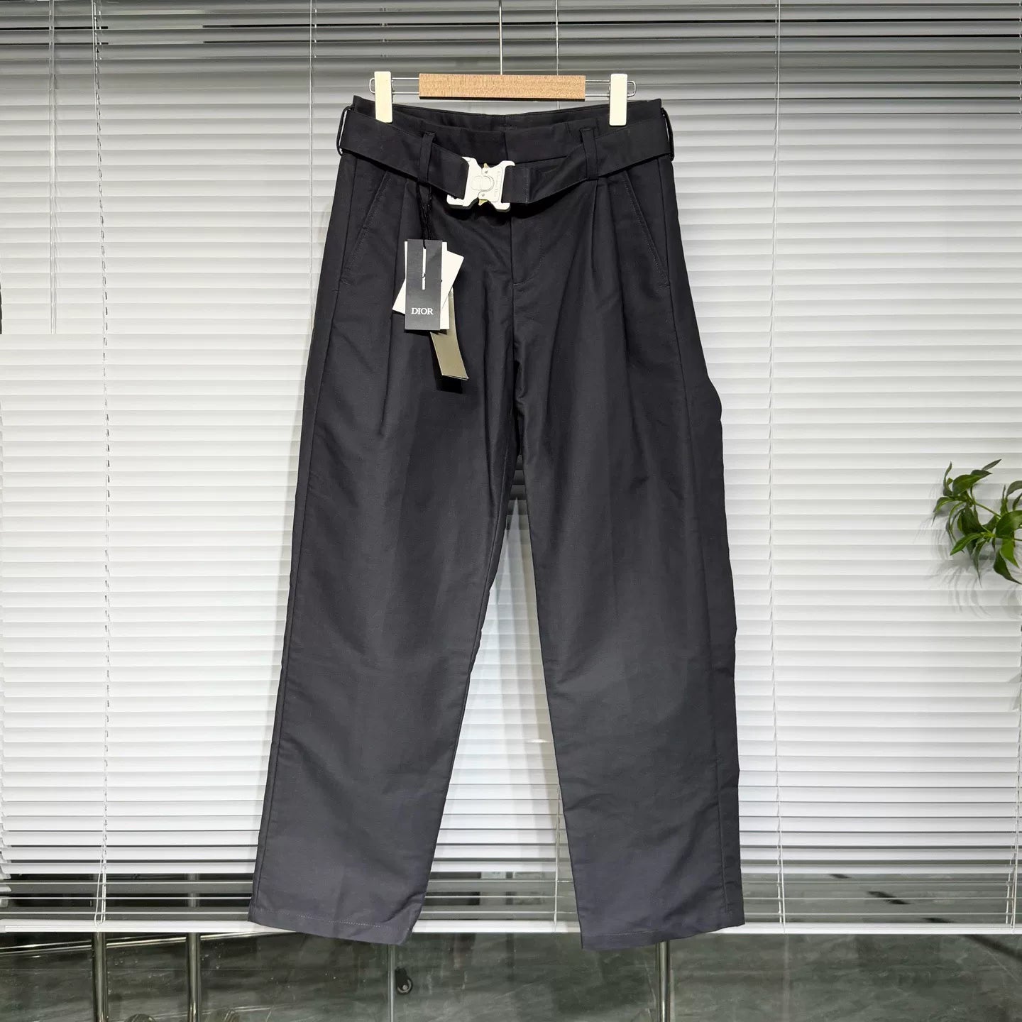 Dior Cargo Pants Casual Pants Straight-Leg Gray Belt