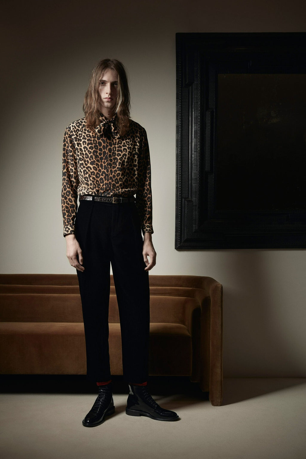 Saint Laurent Slp20fw Leopard Print Shirt