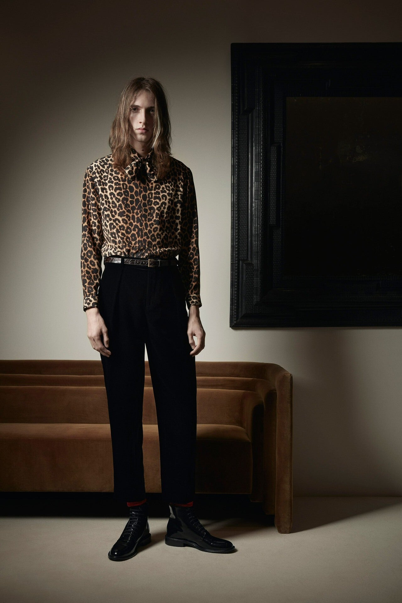 Saint Laurent Slp20fw Leopard Print Shirt