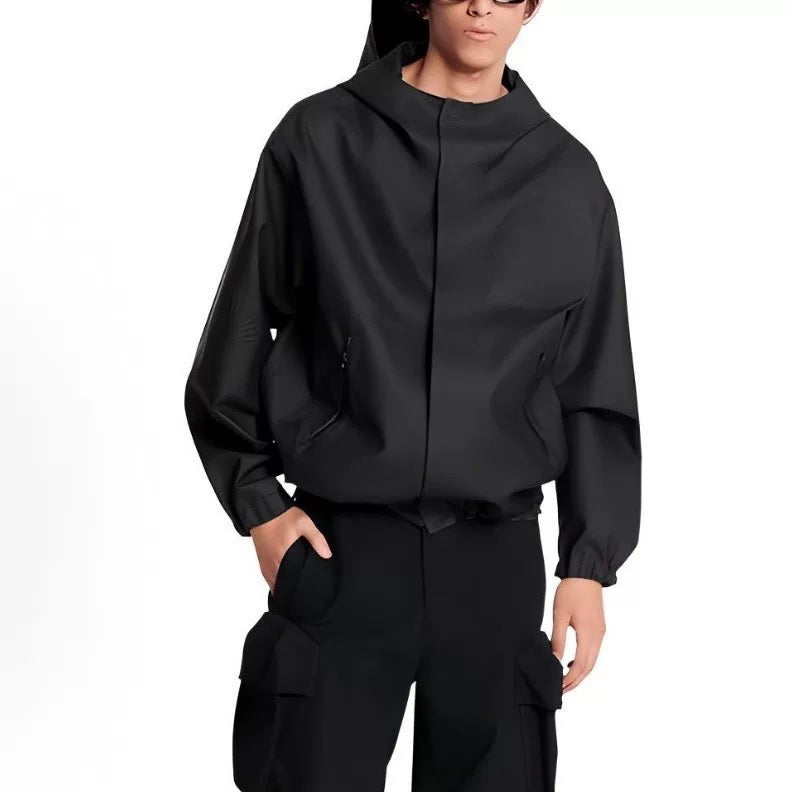 Louis Vuitton Logo Hooded Black Jacket