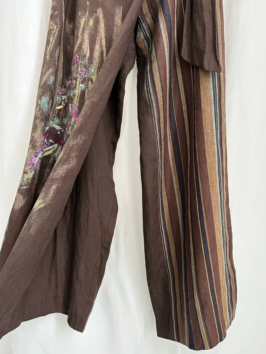 Kenzo 80s Linen Wrap-Style Wide-Leg Pants