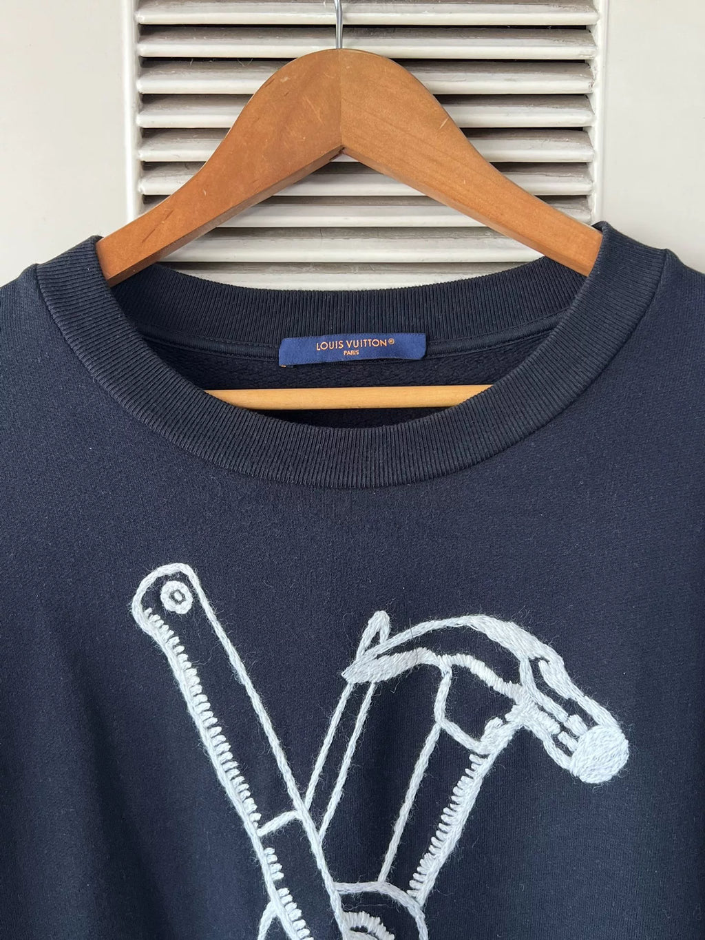 Louis Vuitton black tool embroidery sweatshirt
