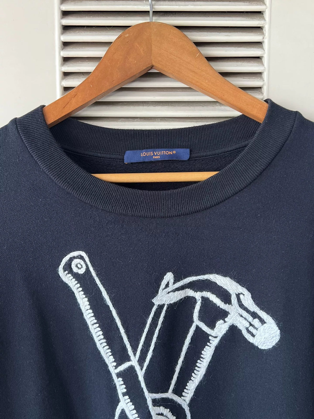 Louis Vuitton black tool embroidery sweatshirt