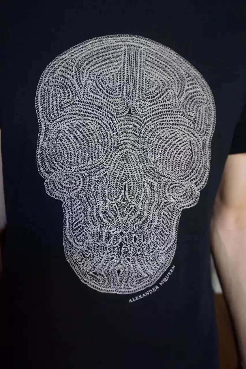 Alexander McQueen SS16 Embroidered Skull Short Sleeve Cotton T-Shirt