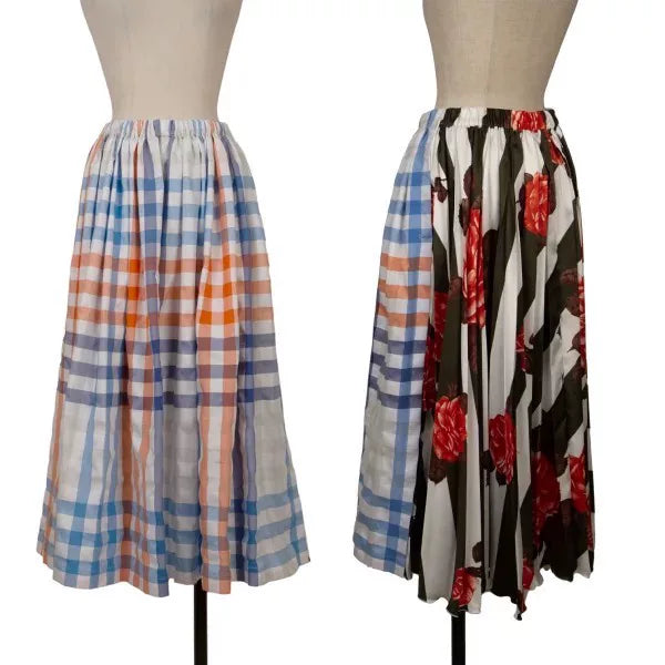COMME des GARCONS Vintage Blue Plaid Floral Skirt