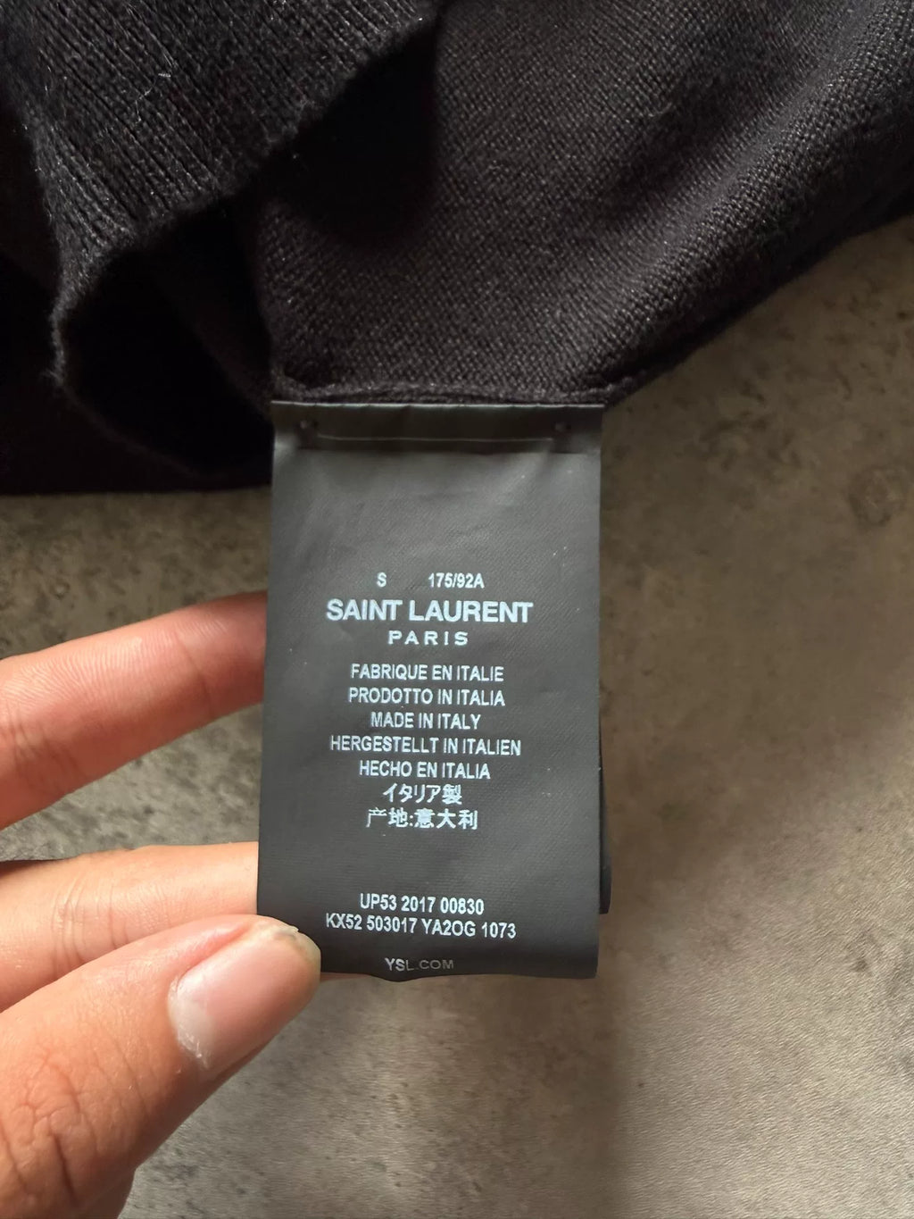 Saint Laurent 18SS Black Wool Lightning Slogan Studded Hoodie by Anthony Vaccarello