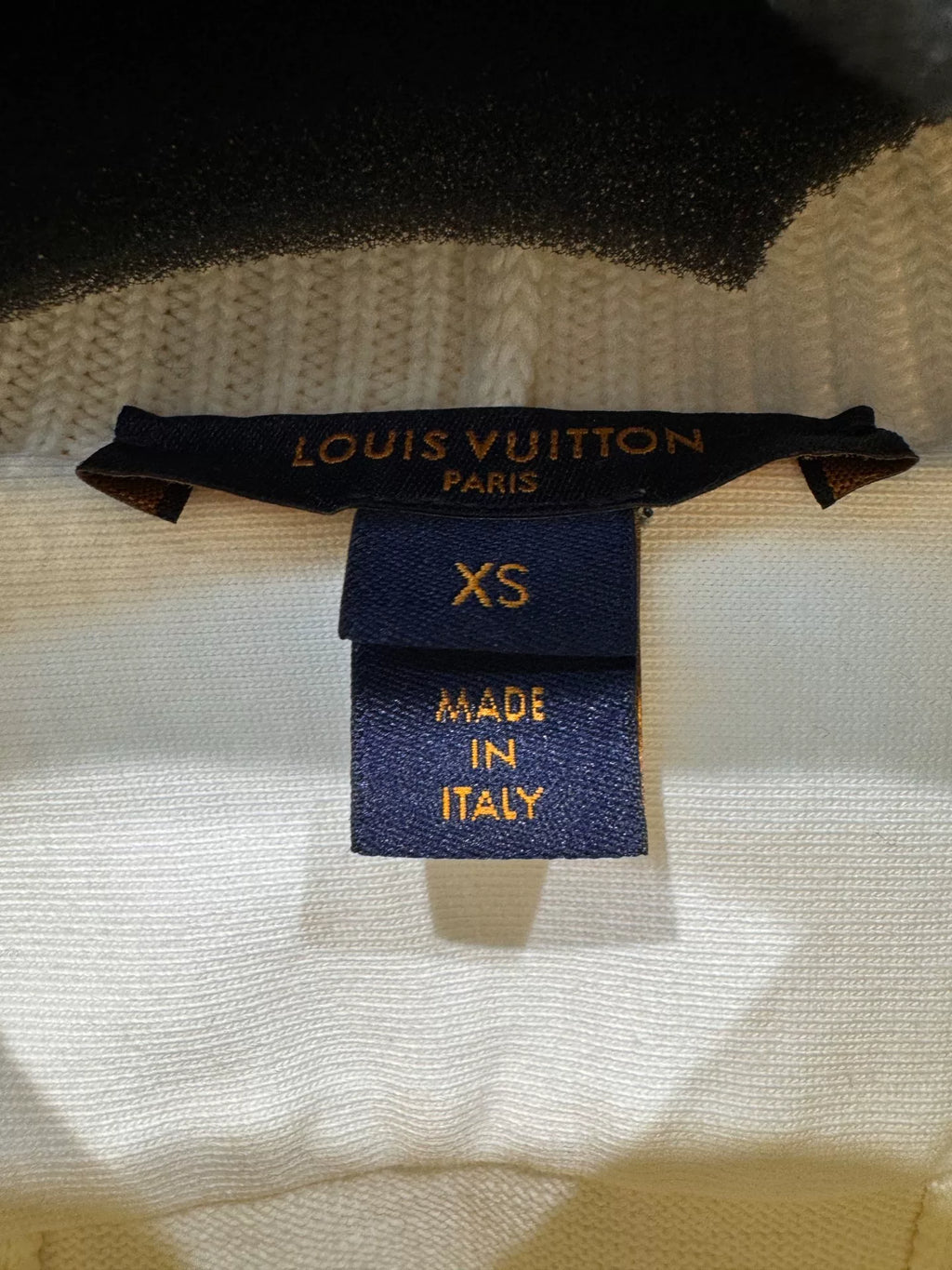 Louis Vuitton White Embossed Logo Knit Panel Hooded Sweater