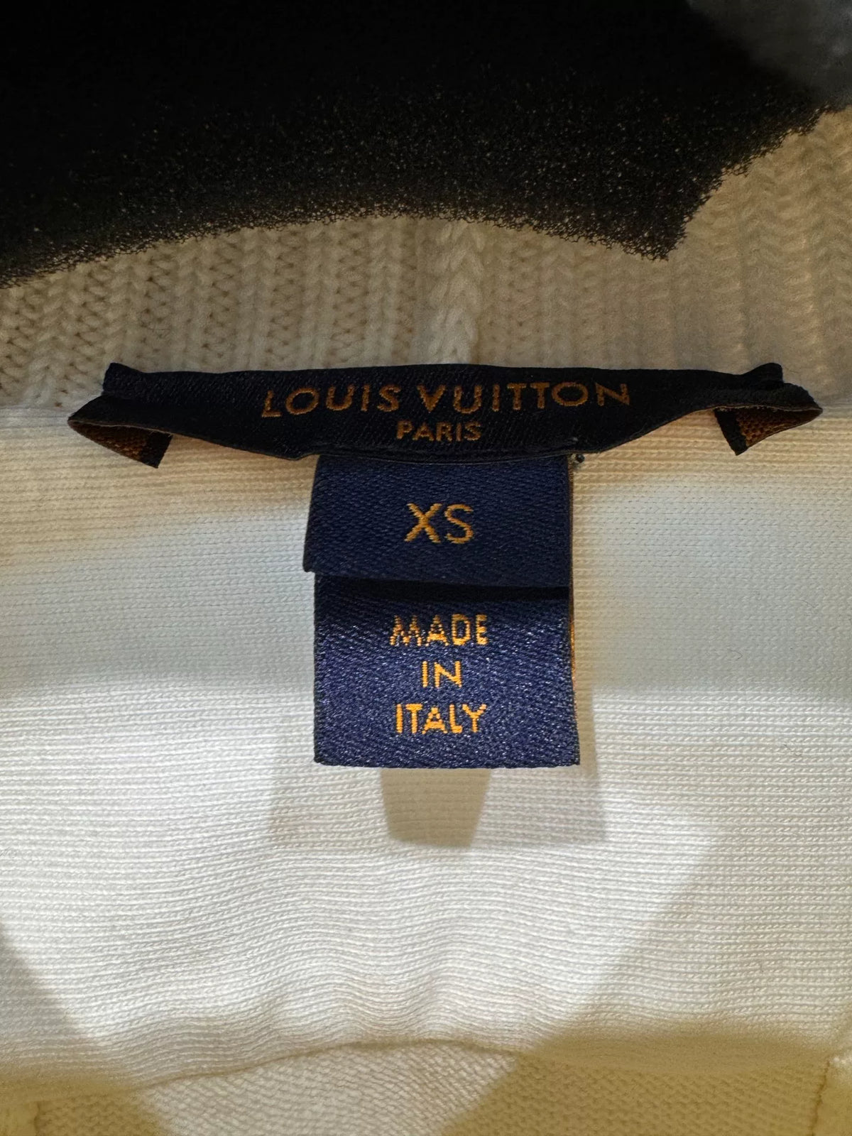 Louis Vuitton White Embossed Logo Knit Panel Hooded Sweater