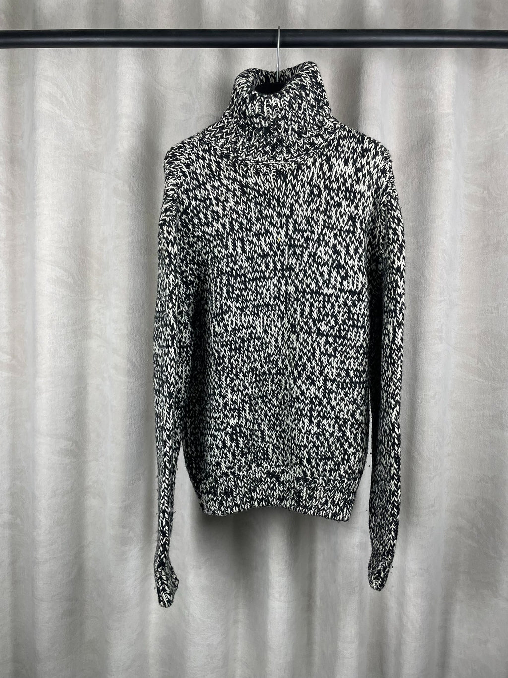 Saint Laurent 17FW Black White Knit Snowflake Turtleneck Sweater