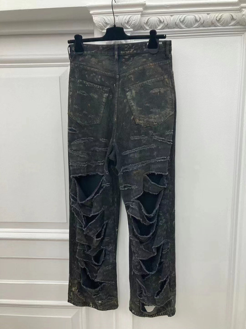Balenciaga SS23 White Mud Dye Distressed Jeans