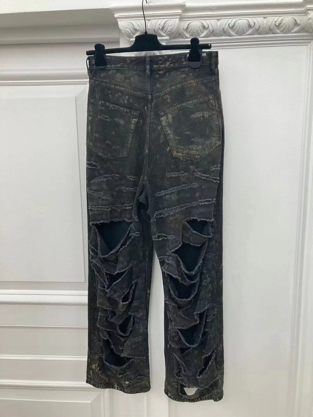 Balenciaga SS23 White Mud Dye Distressed Jeans