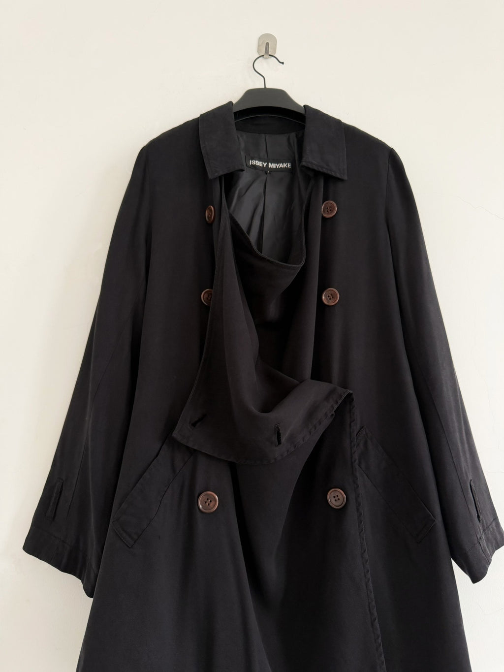Issey Miyake 2005 main line draped collar trench coat