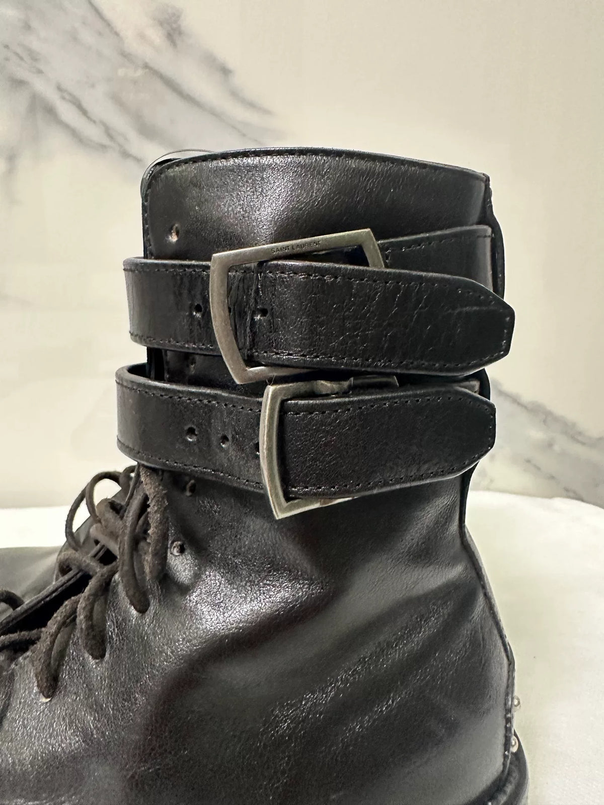 Saint Laurent Black Combat Boots