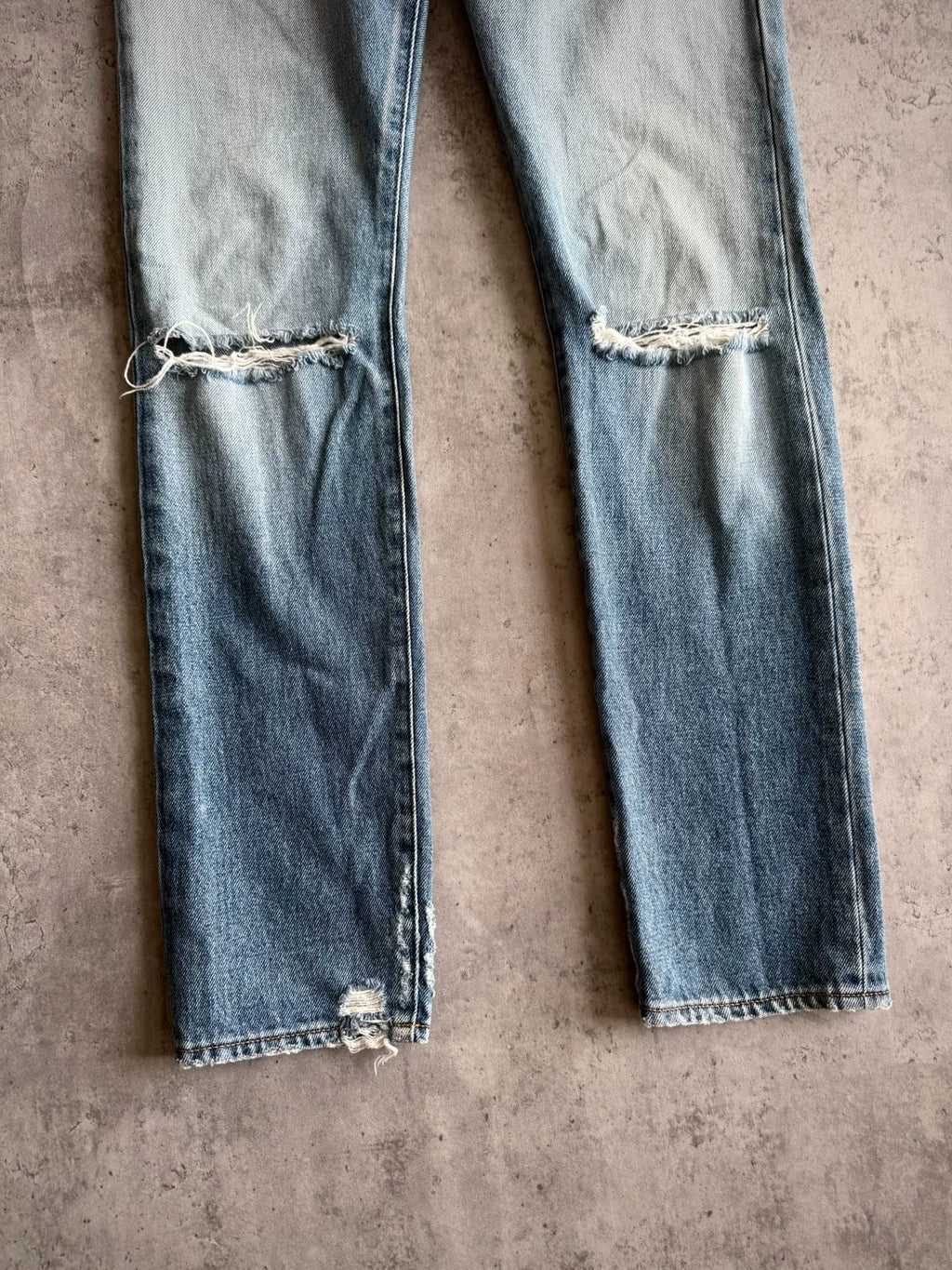Saint Laurent Paris SS16 D10 Double Knee Slash Wash Jeans by Hedi Slimane