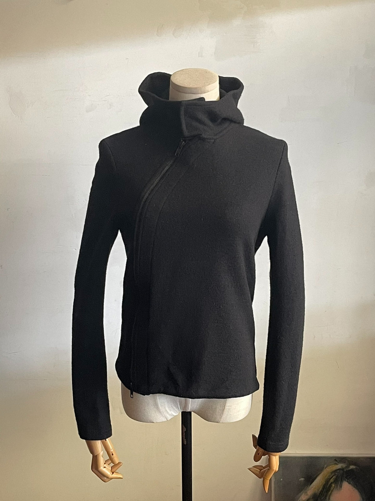 Ann Demeulemeester Round Moon Blade Wool Hooded Sweater