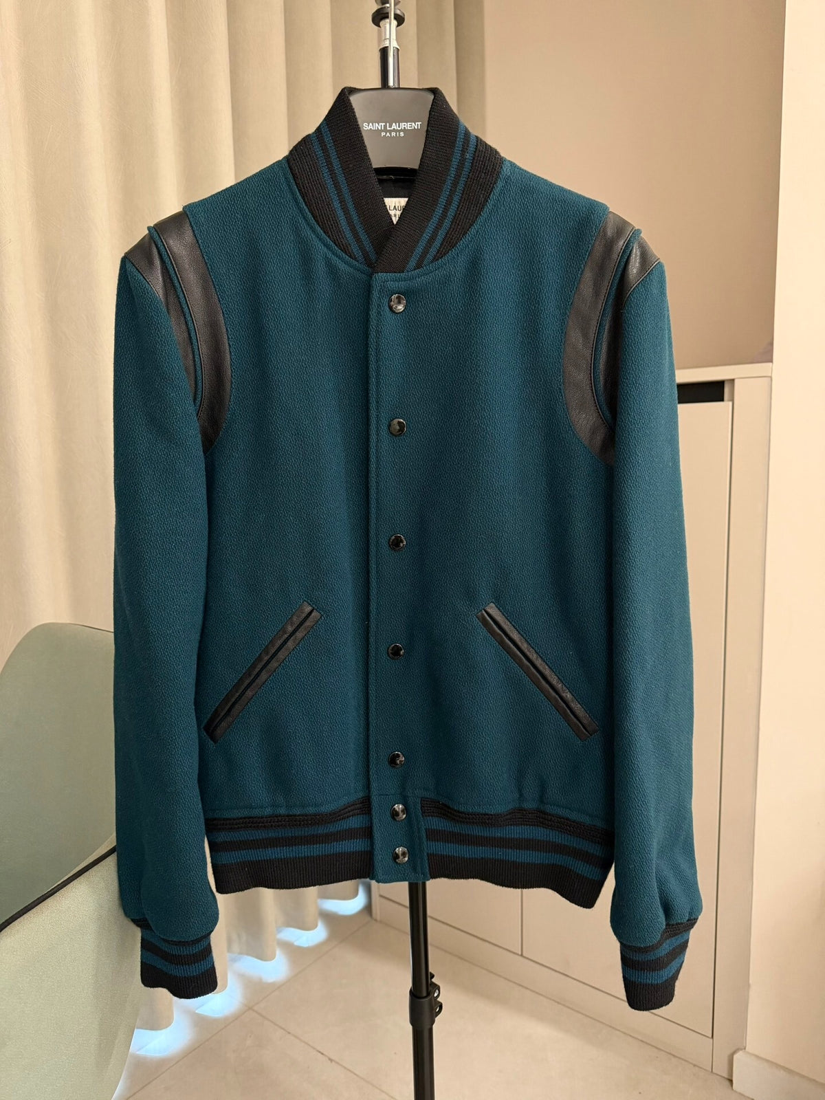 Saint Laurent FW18 Blue Green Teddy Jacket