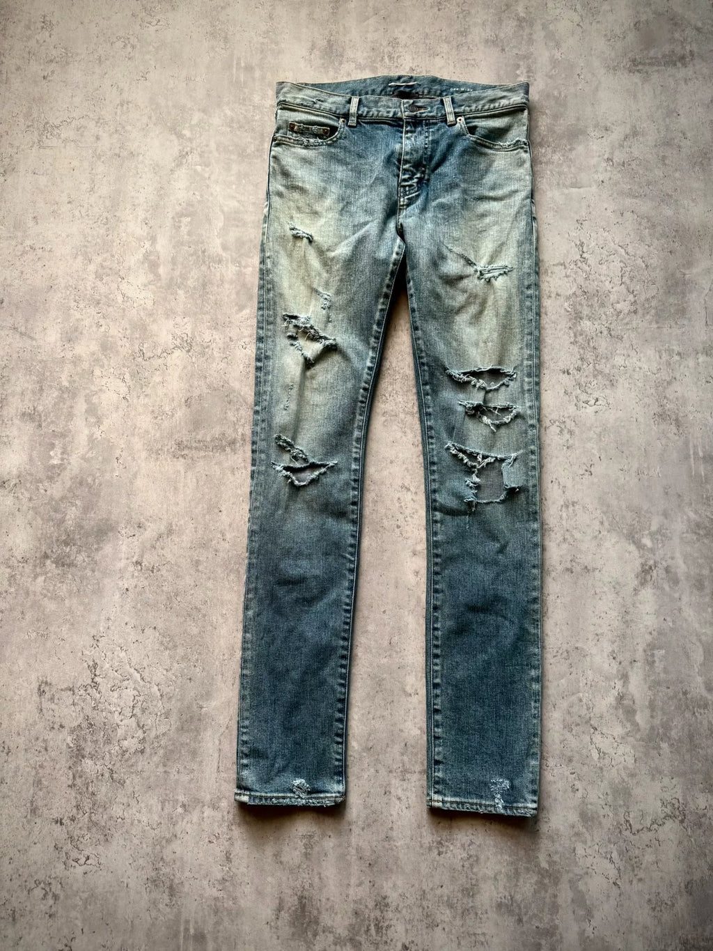 Saint Laurent Paris 16SS D02 Light Blue Distressed Denim Jeans by Hedi Slimane