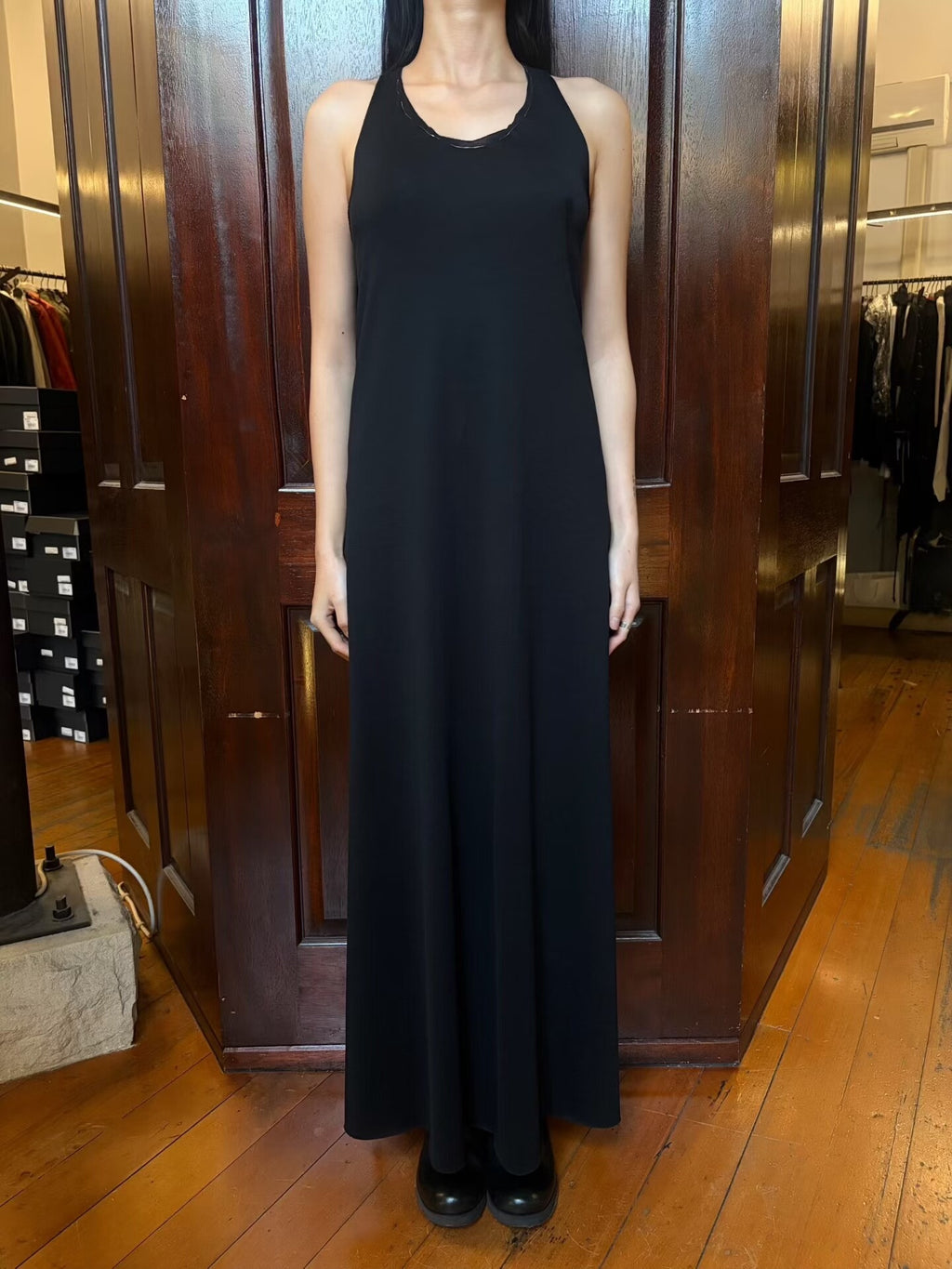 M.A+ SS26 w/silver Black Silver Neck Cotton Dress