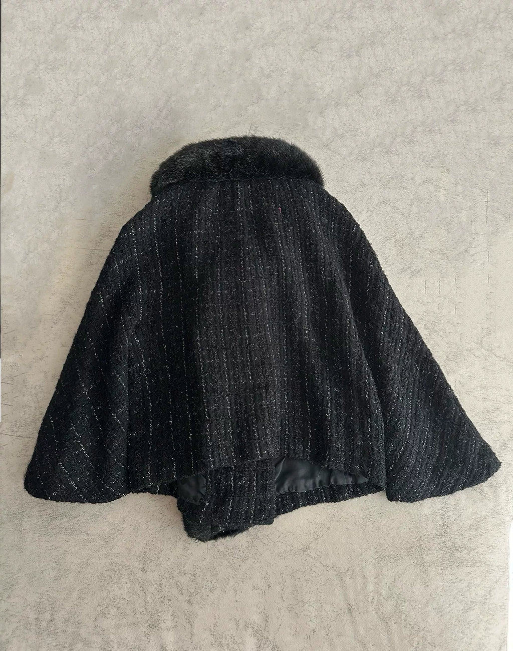 Junya Watanabe fur-trimmed tweed coat