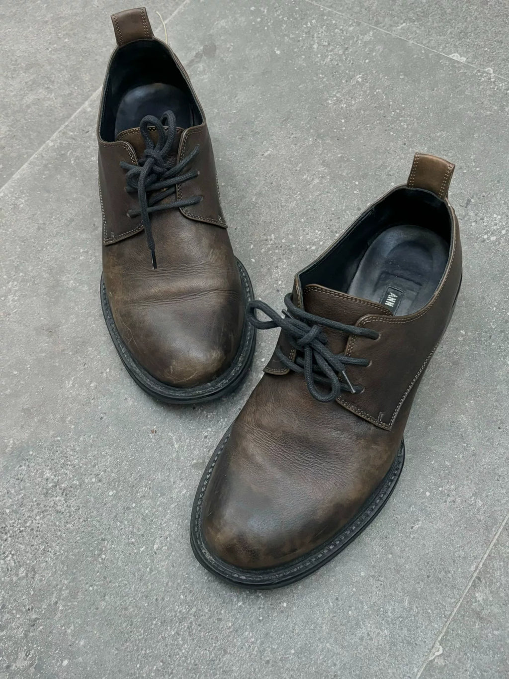 Ann Demeulemeester | Tea-Heart Leather Distressed Derby Shoes