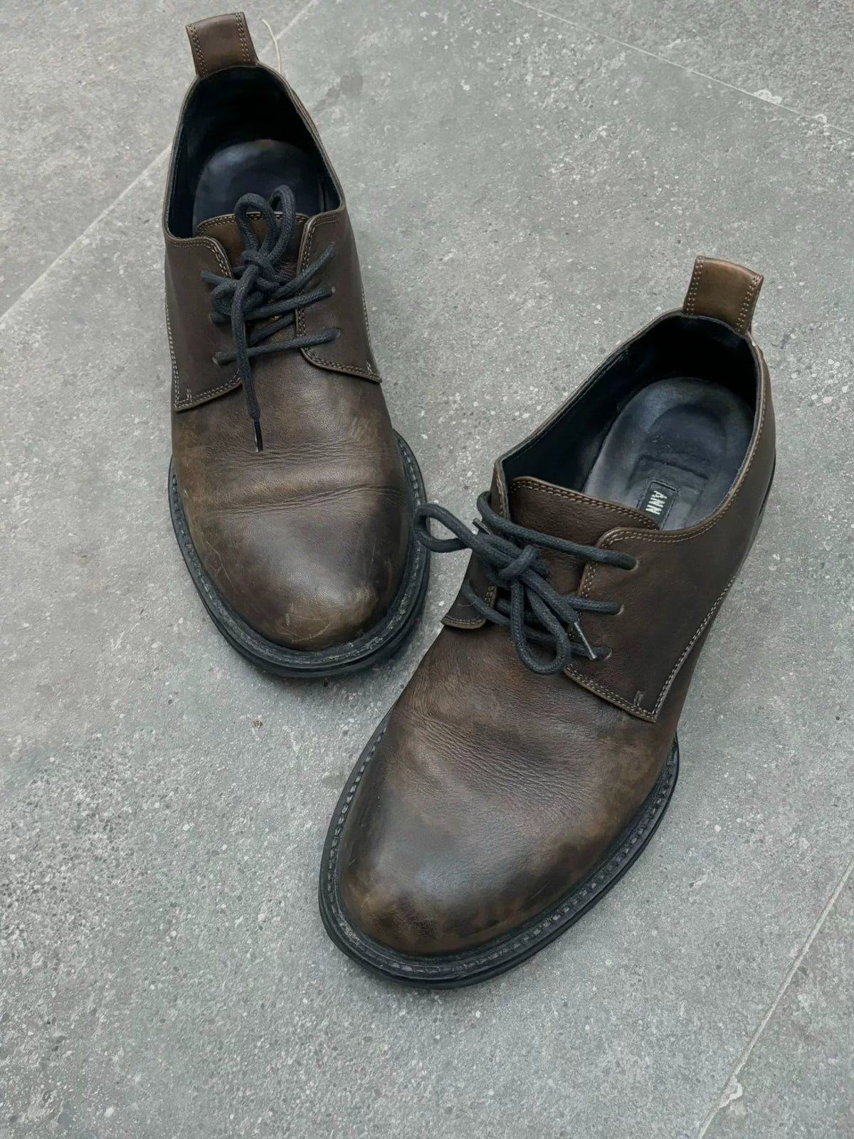 Ann Demeulemeester | Tea-Heart Leather Distressed Derby Shoes