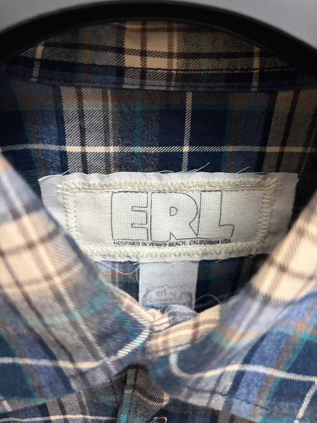 Erl Blue Plaid Shirt