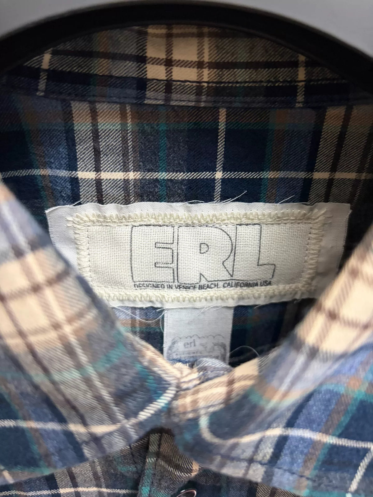 Erl Blue Plaid Shirt