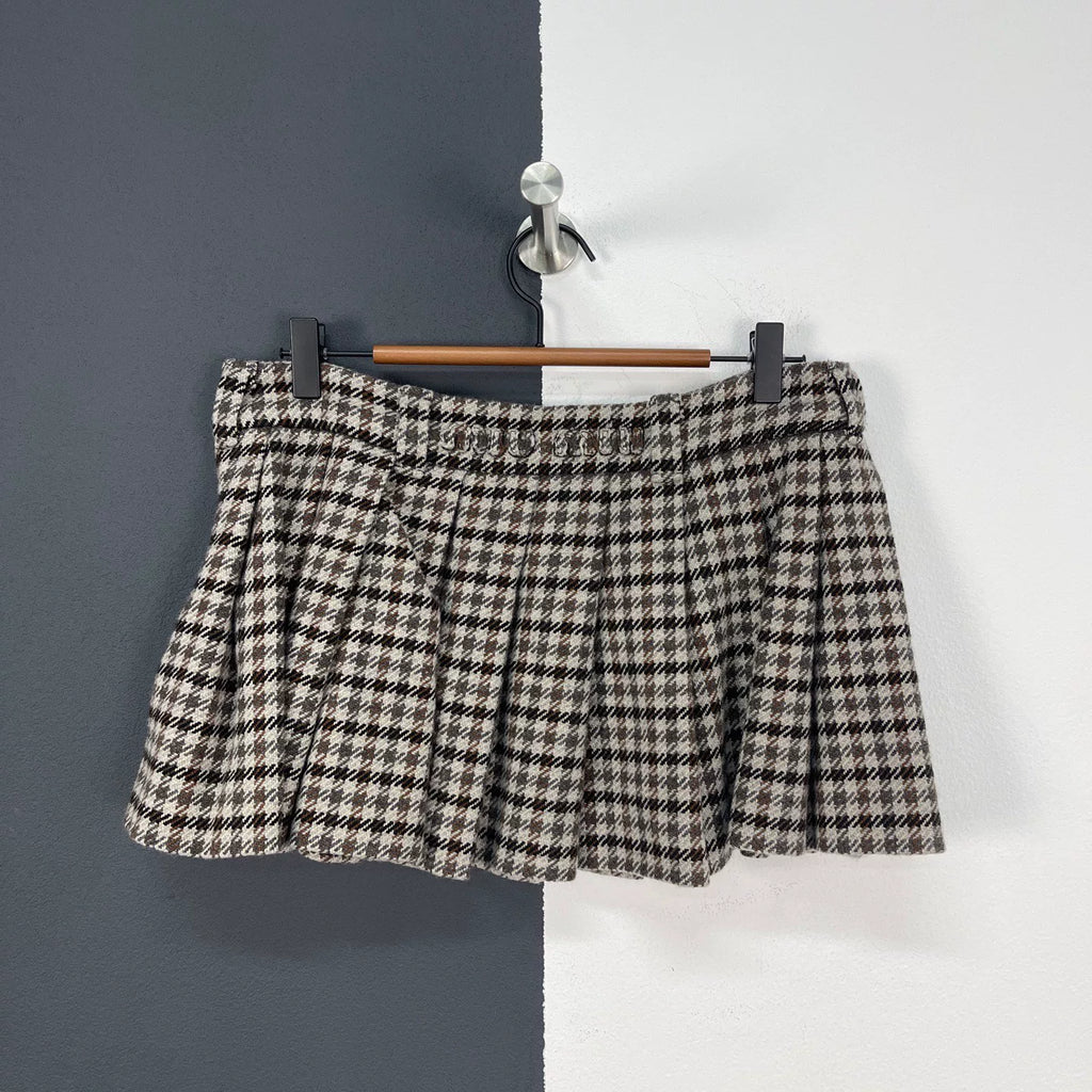 Miumiu Houndstooth Pleated Skirt
