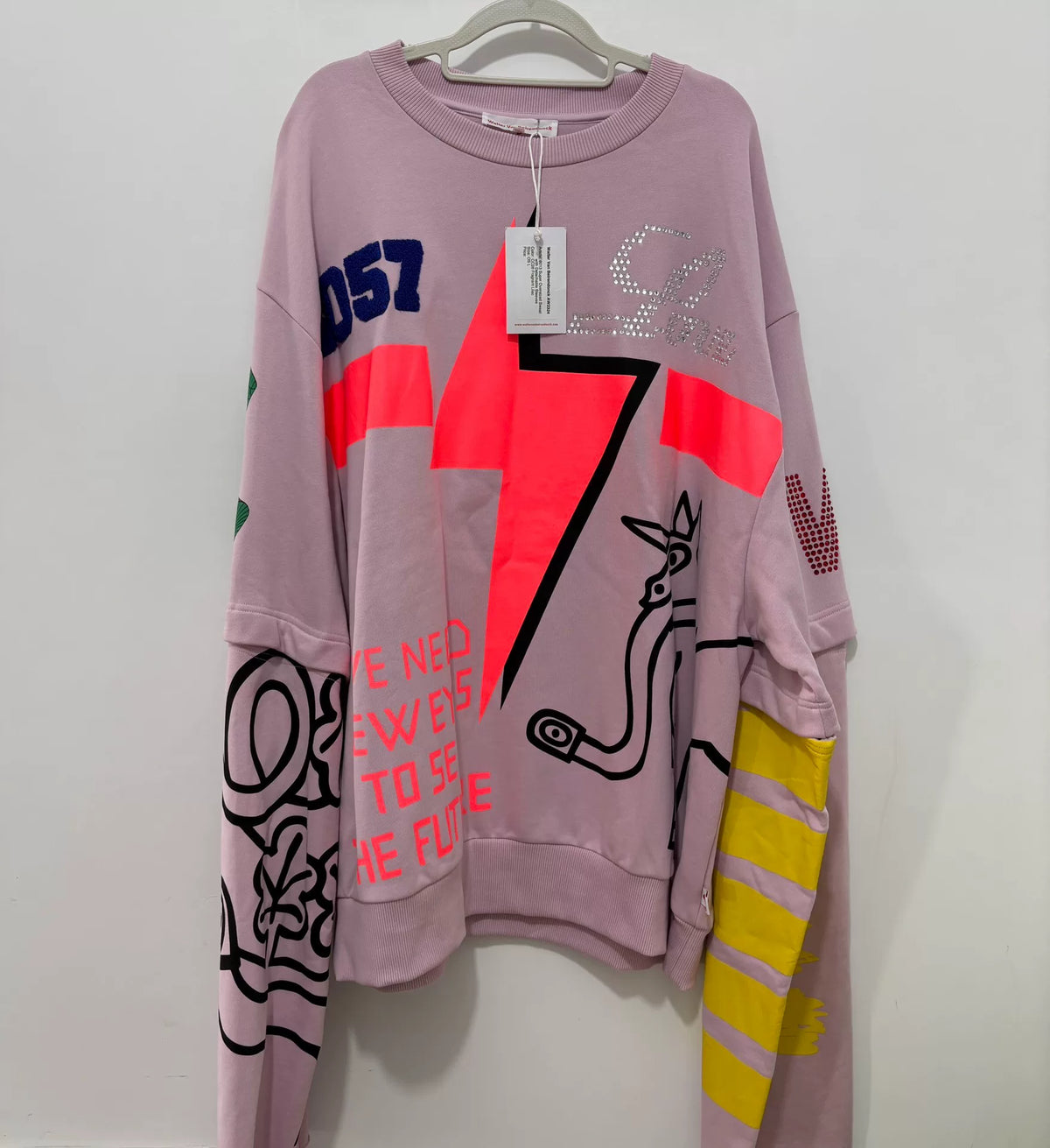 Walter Van Beirendonck deconstructed patchwork sweatshirt, Walter runway piece, 2023FW