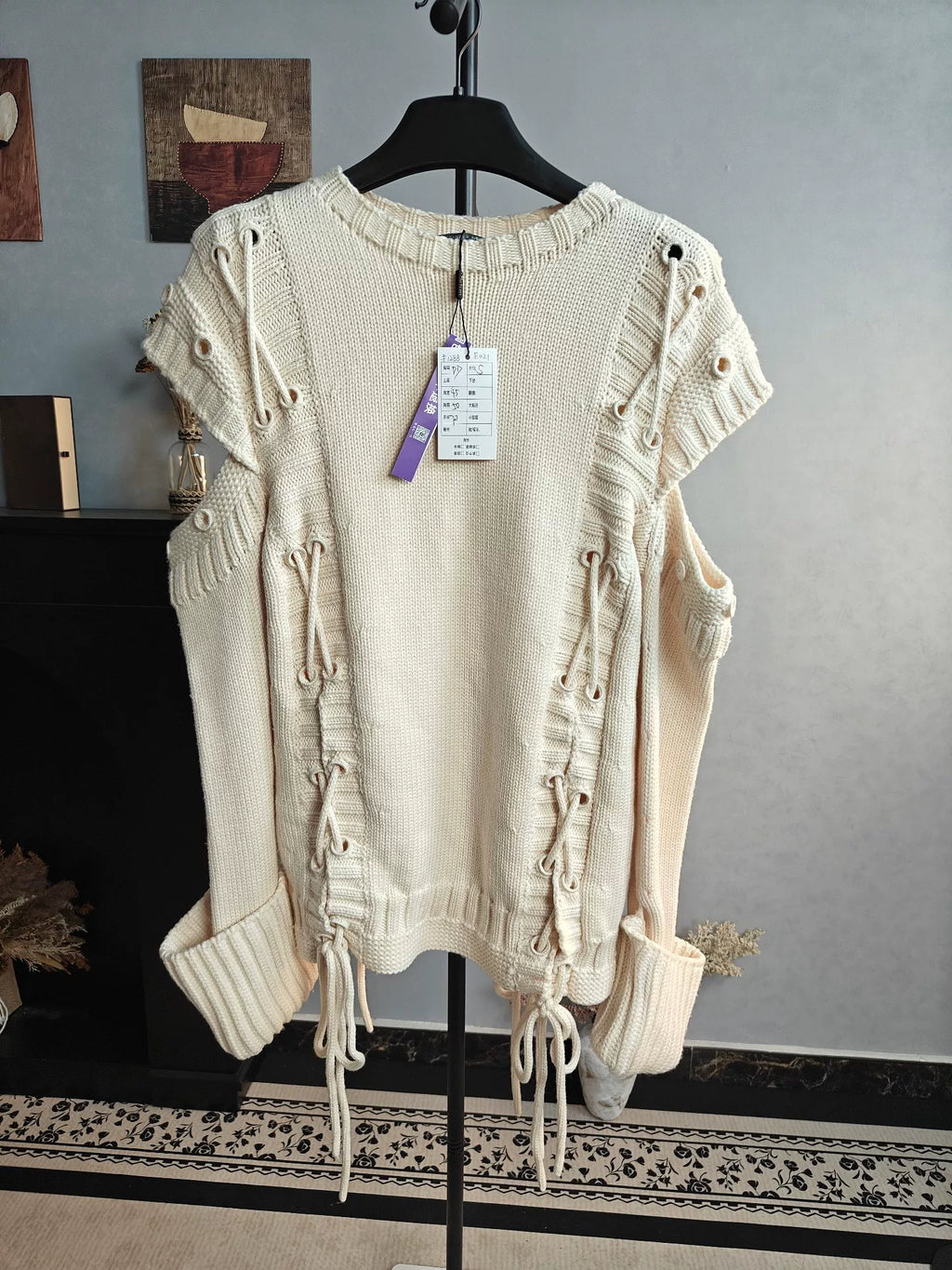 Alexander McQueen Cross Lacing Knit Sweater