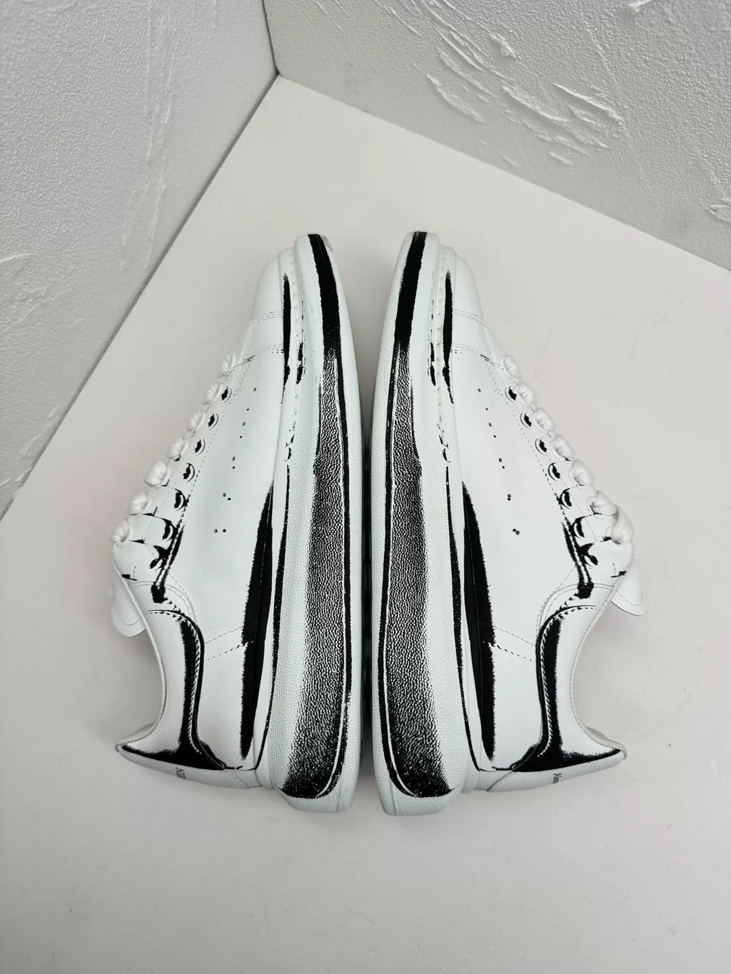 Alexander McQueen Graffiti Print White Black Chunky Low-Top Sneakers