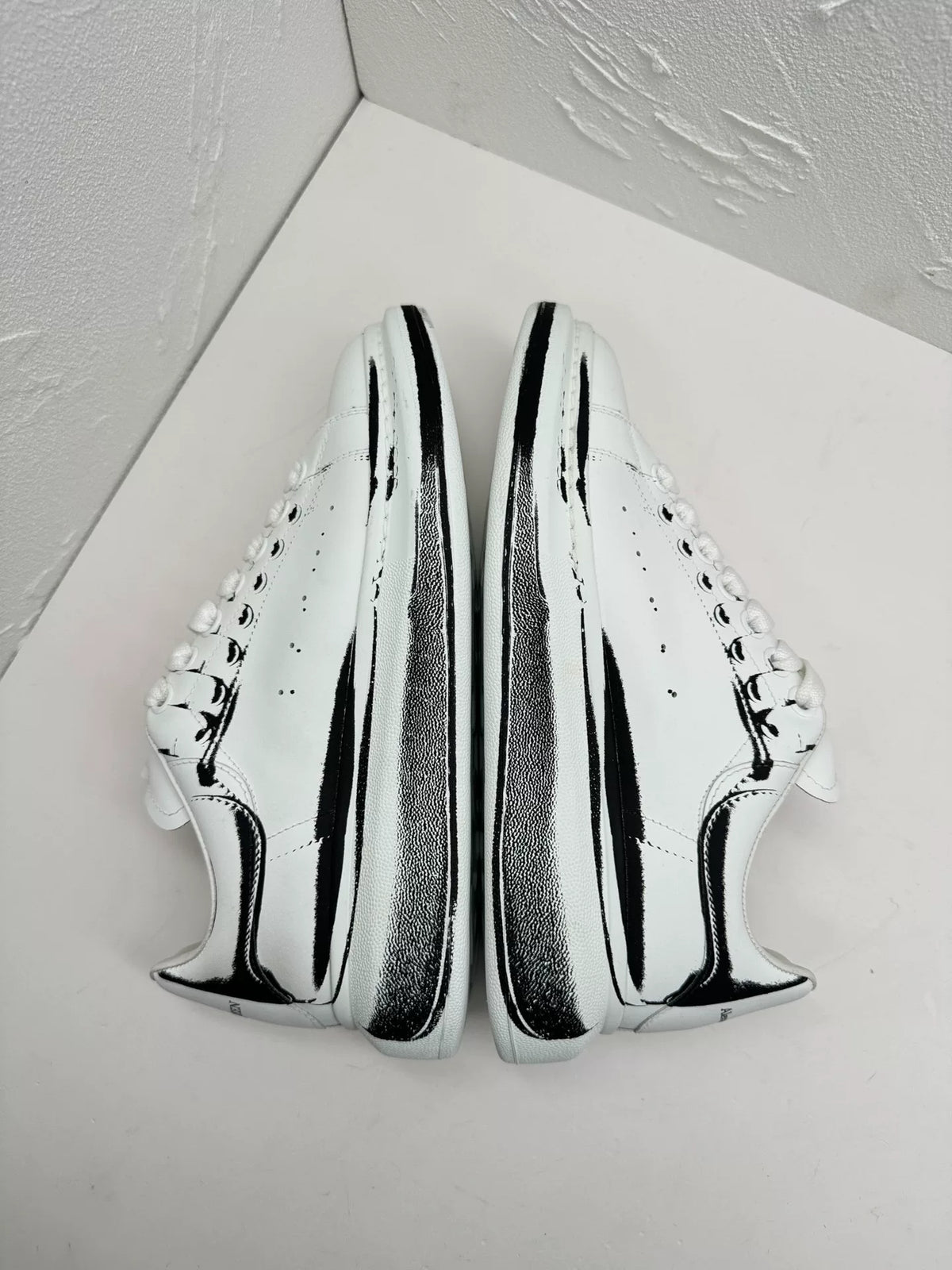 Alexander McQueen Graffiti Print White Black Chunky Low-Top Sneakers