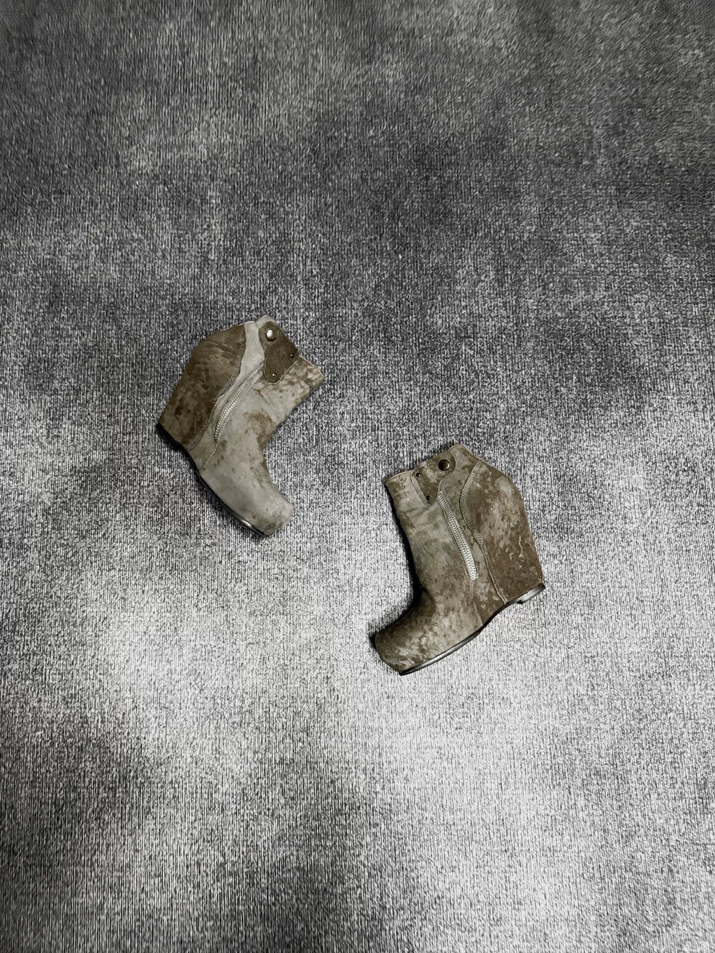 Rick Owens Asymmetric Zip Suede Wedge Boots