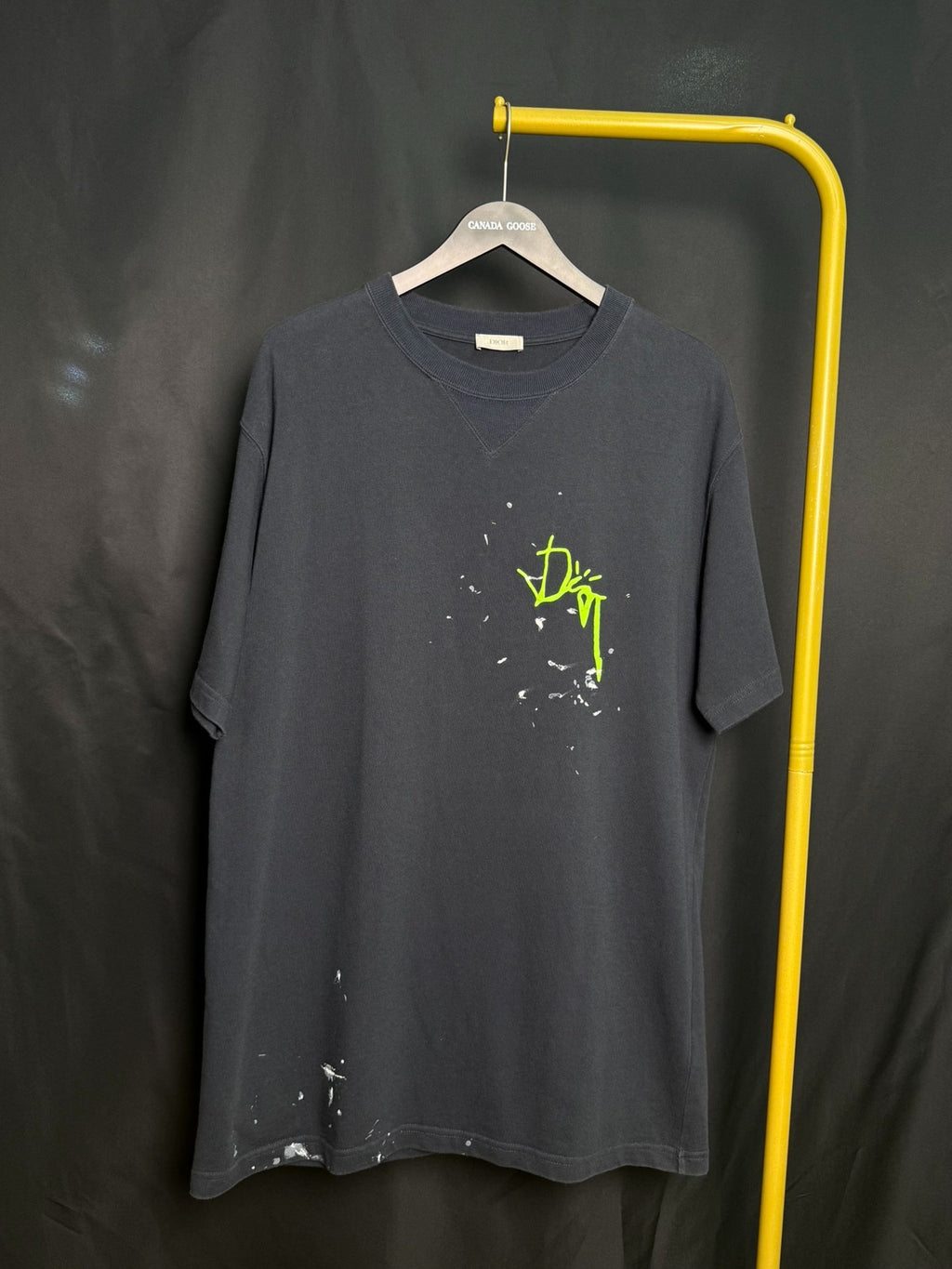Dior X Travis Scott Paint-Splatter Short Sleeve Black T-Shirt