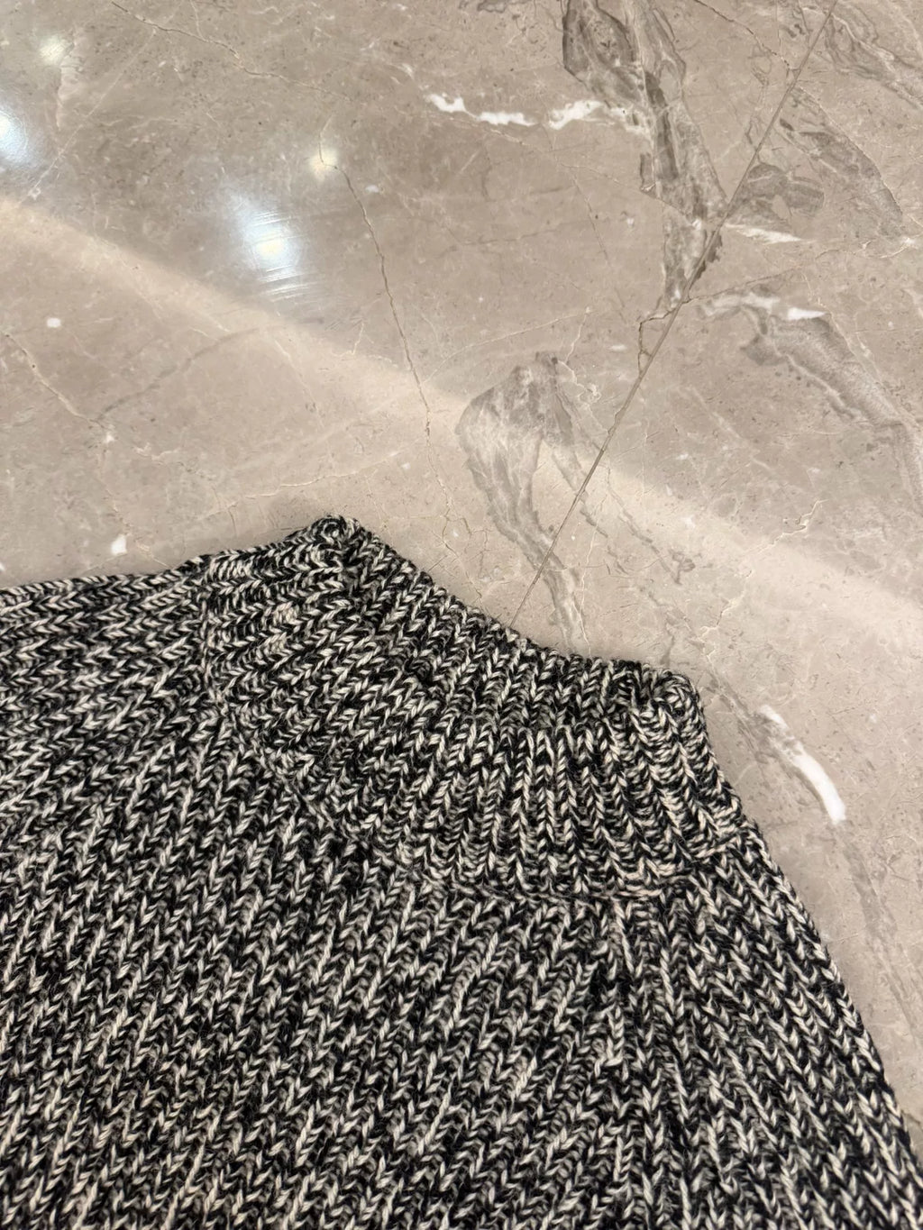 Saint Laurent 15FW Black White Chunky Knit Mock Neck Sweater by Hedi Slimane