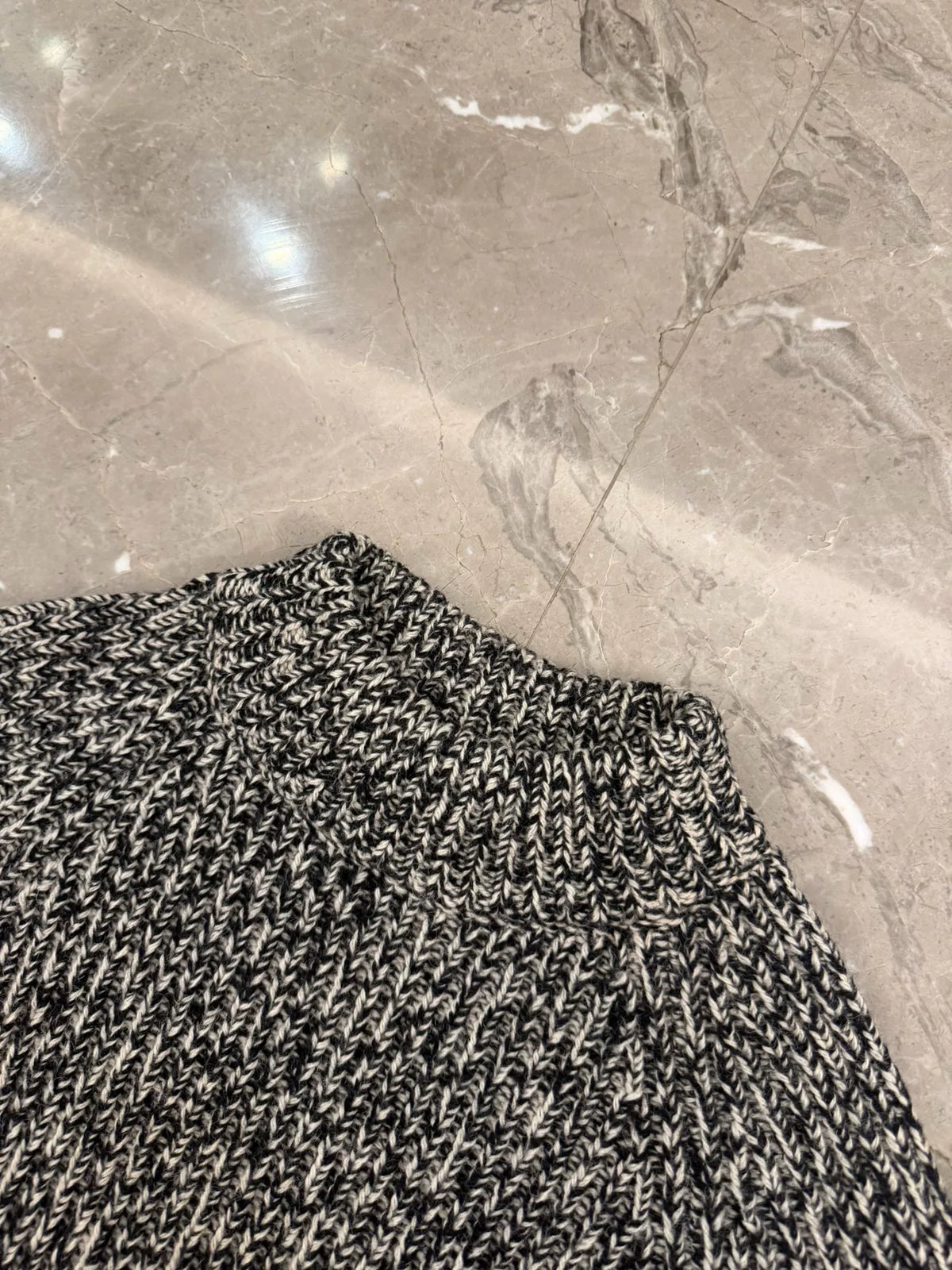 Saint Laurent 15FW Black White Chunky Knit Mock Neck Sweater by Hedi Slimane