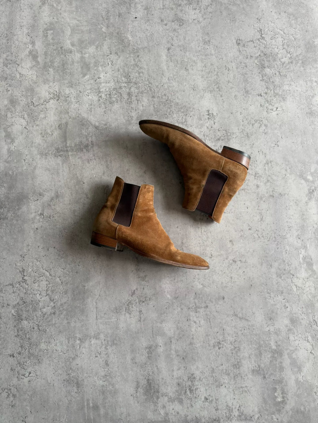 Saint Laurent Paris AW16 Wyatt Sand Suede Chelsea Boots by Hedi Slimane