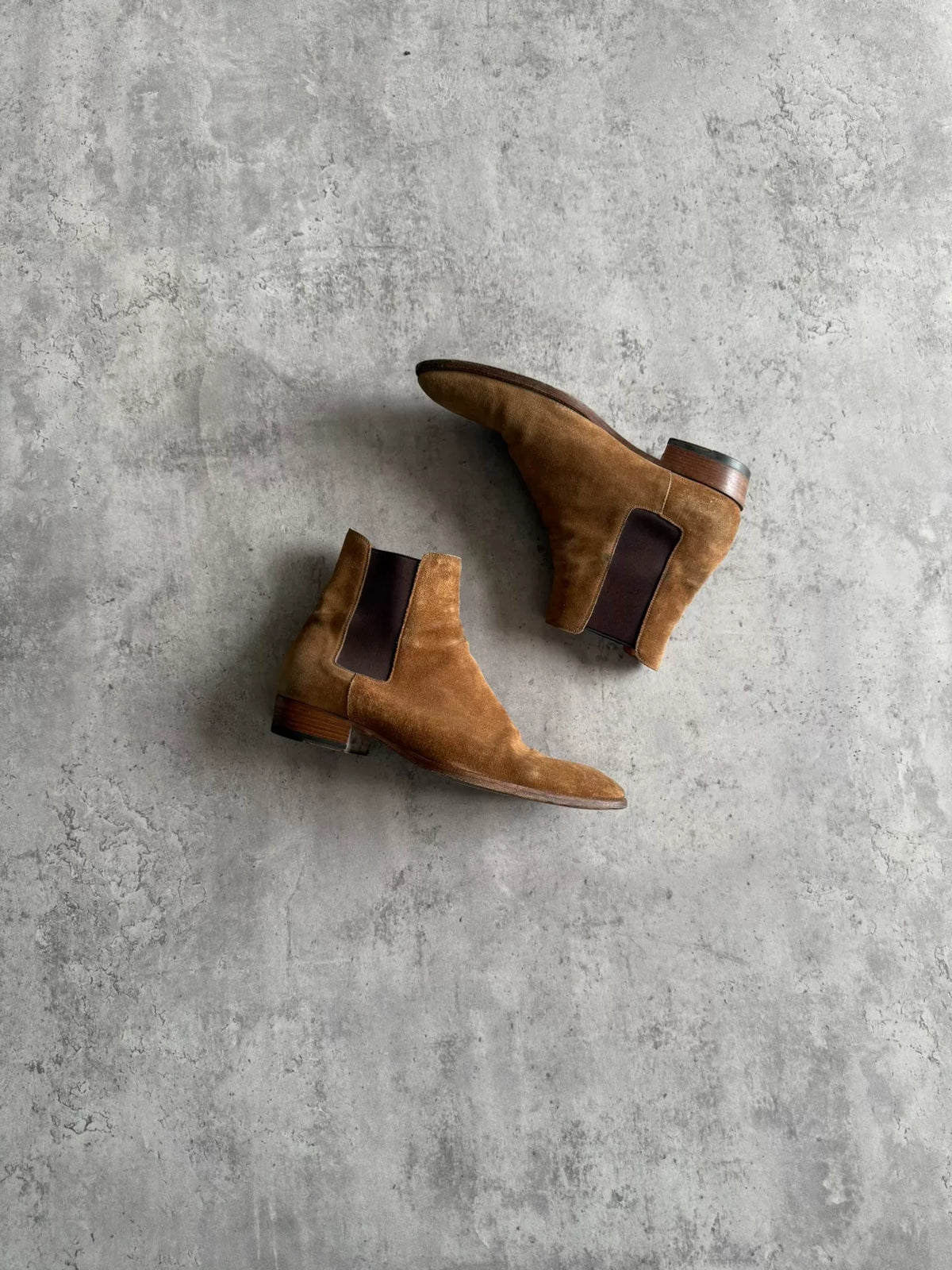 Saint Laurent Paris AW16 Wyatt Sand Suede Chelsea Boots by Hedi Slimane