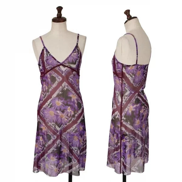 Jean Paul Gaultier Vintage Purple Floral Mesh Dress