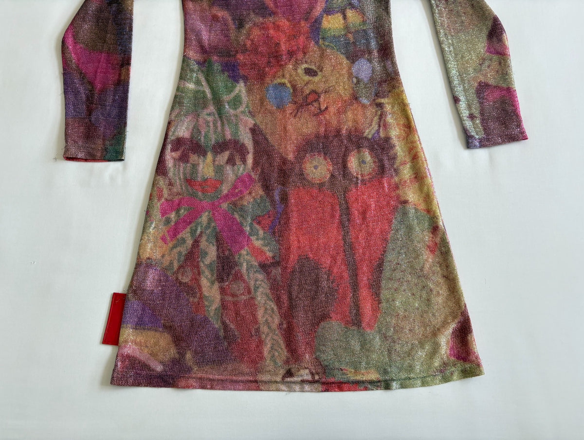 Walter Van Beirendonck Runway Print W Lt 1997-1998 Silver Slogan Kiss Vintage The Future Dress