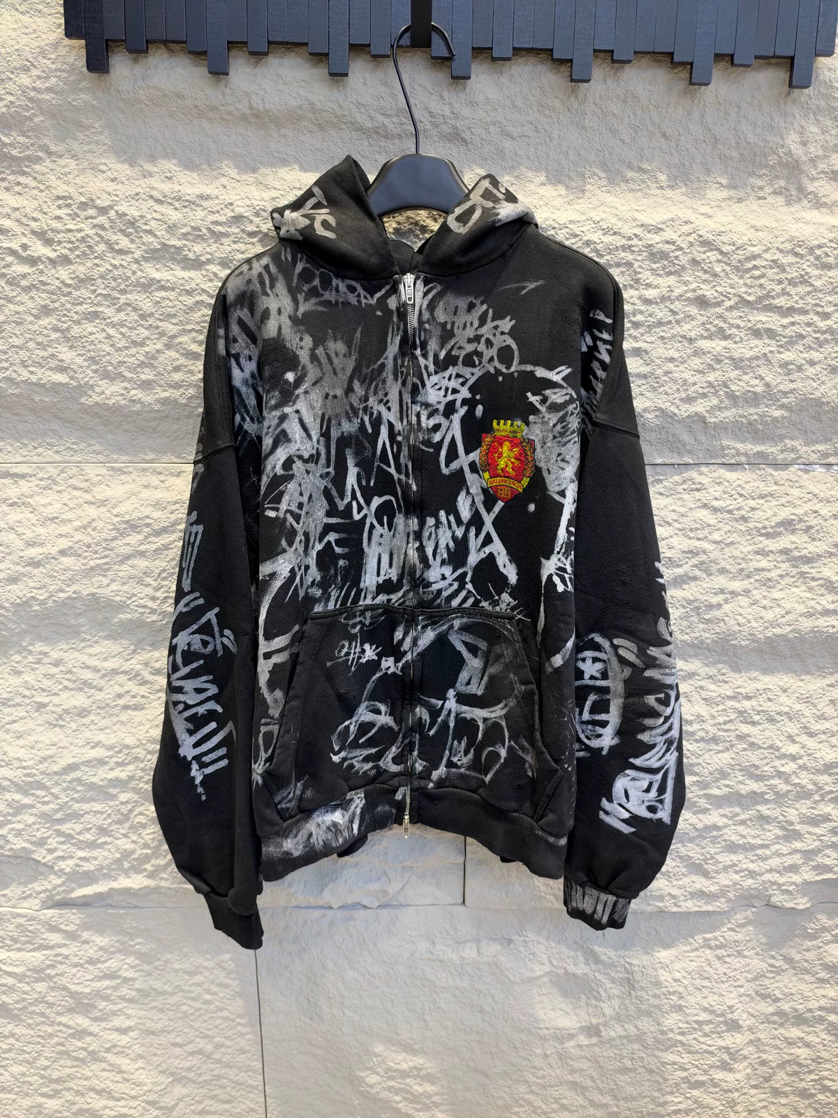 Balenciaga SS24 Black Manchester United Distressed Graphic Sweater