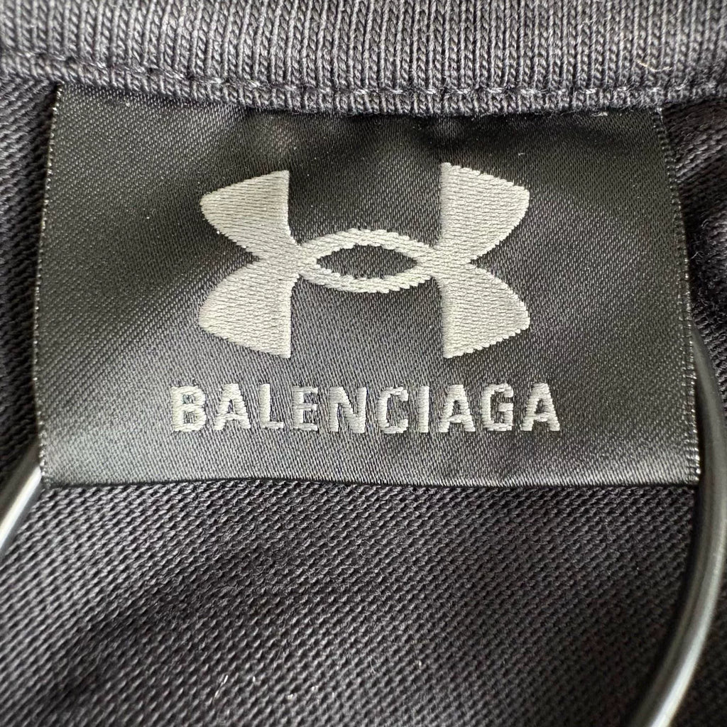 Balenciaga × Under Armour SS25 Black Letter Logo Print Short Sleeve Top