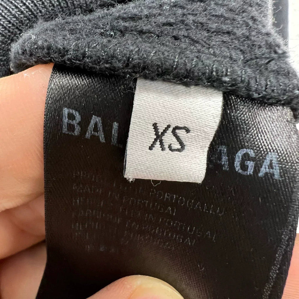 Balenciaga Black BB Logo Washed-Vintage Hooded Sweater